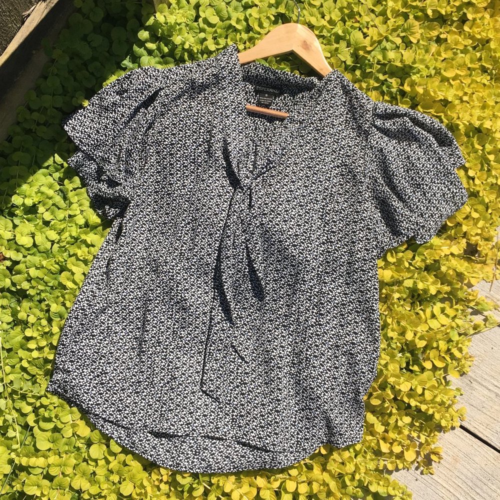 Esperanza ruffle sleeve tie neck blouse - Size Sm